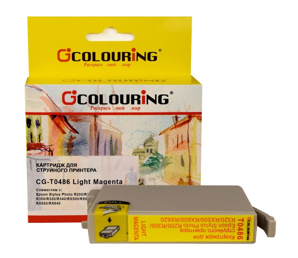 Струйный картридж CG-T0486 для принтеров Epson Stylus Photo R200/R220/R300/R320/R340/RX500/RX600/RX620/RX640 с чернилами на водной основе Light Magenta 13 мл Colouring