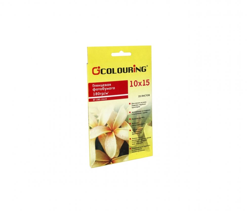 Фотобумага глянцевая Colouring CG-БГ-180-10х15-25
