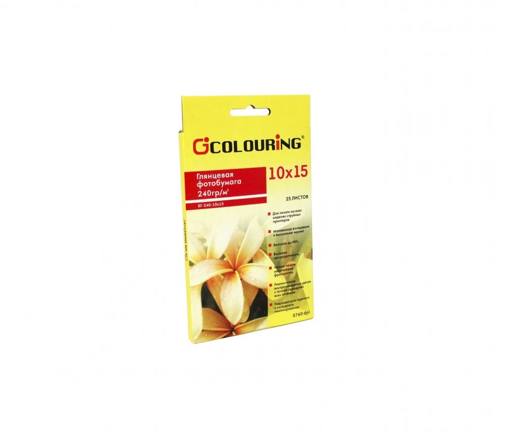 Фотобумага глянцевая Colouring CG-БГ-240-10x15-25